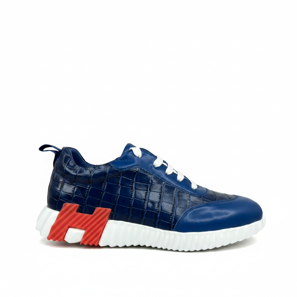 Hermes Bouncing Sneakers "Blue Crocodile Pattern"