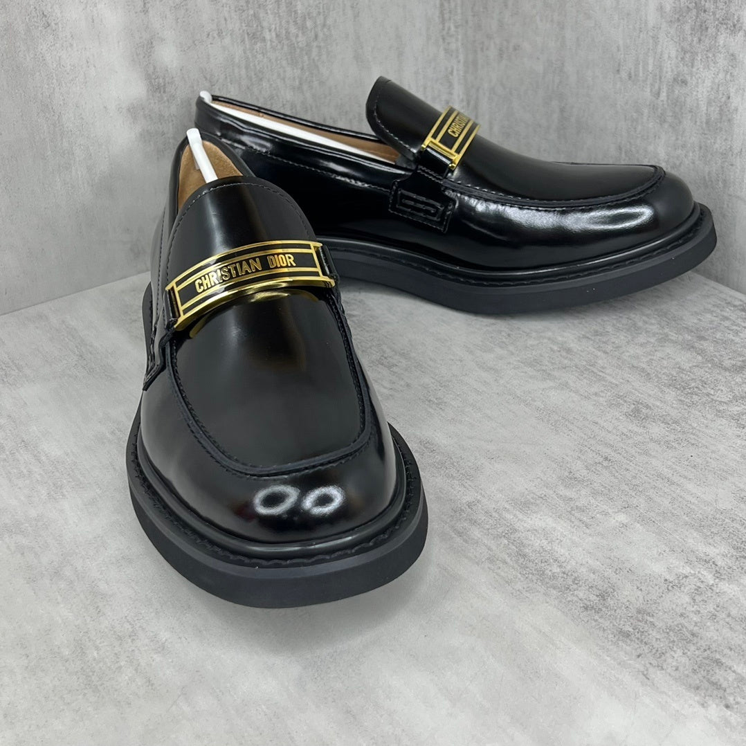 Dior Leather Loafers "Black-Gold"