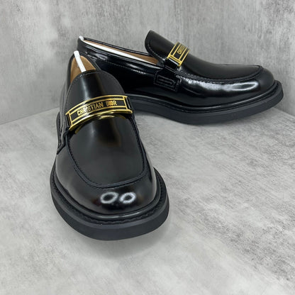 Dior Leather Loafers "Black-Gold"