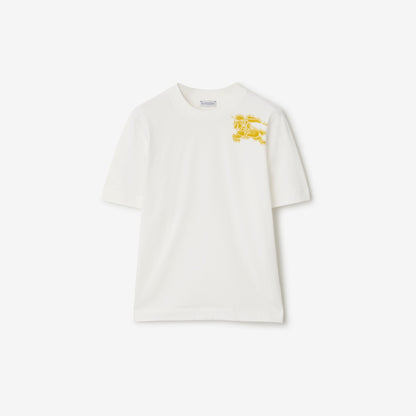 Burberry Equestrian Knight Cotton T-Shirt "White-Yellow"