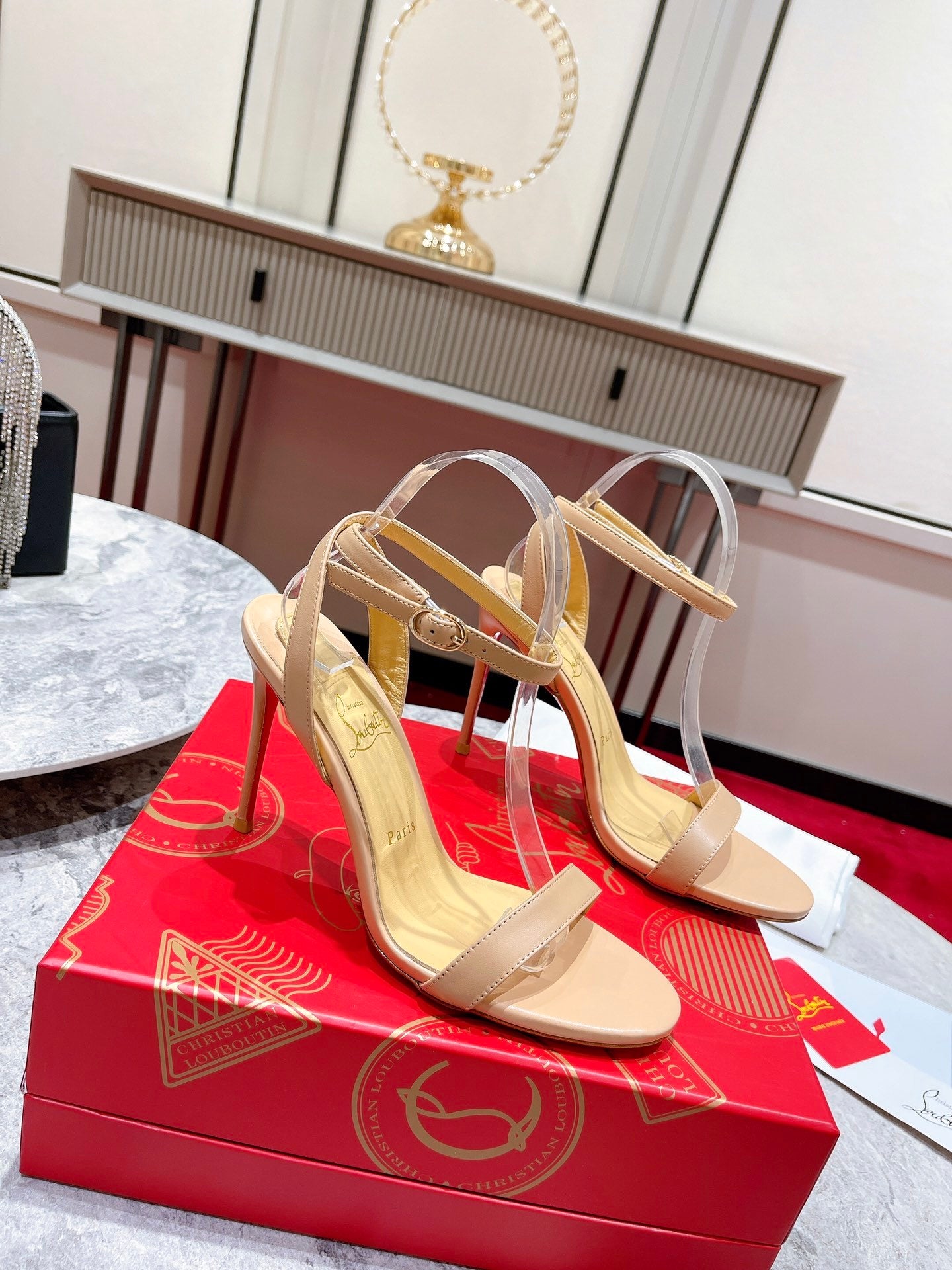 Christian Louboutin Loubigirl 100mm Platform Sandals "Beige"