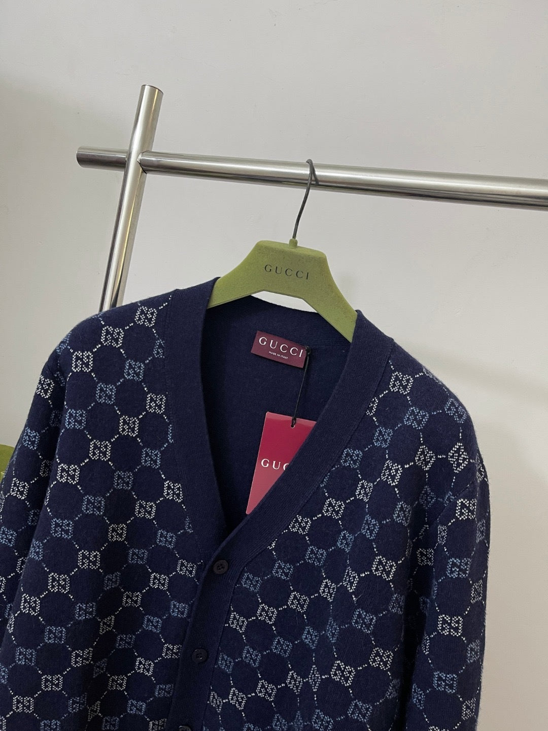 Gucci GG Double Wool Knit Cardigan "Dark Blue"