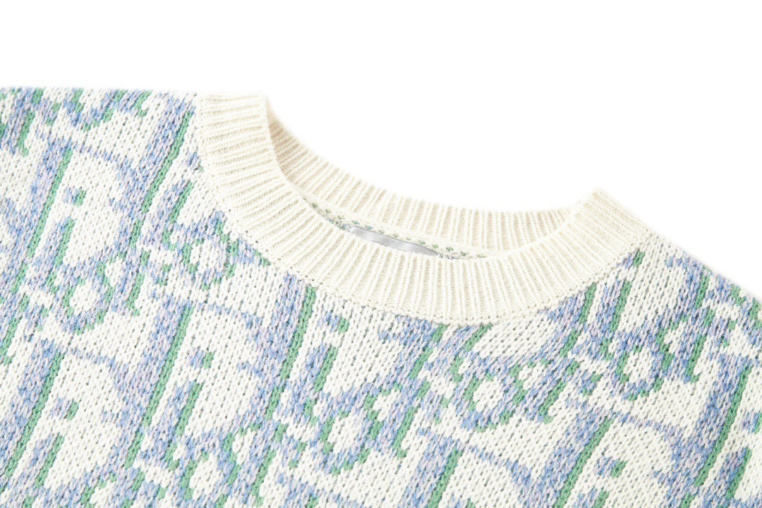 Dior Oblique Sweater "White and Blue Wool Jacquard"