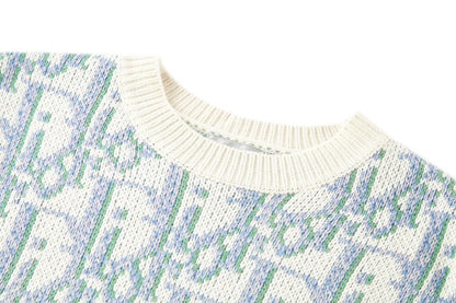 Dior Oblique Sweater "White and Blue Wool Jacquard"