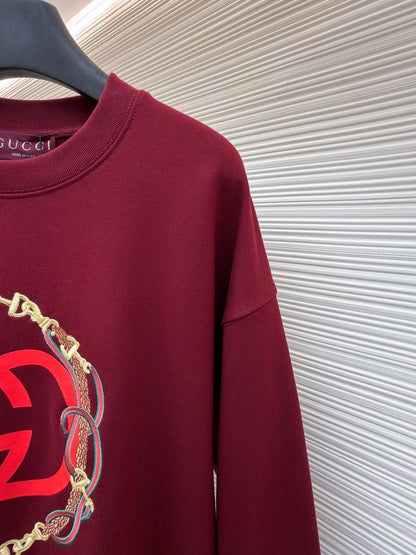 Gucci Cotton Jersey Sweatshirt with Print "Ancora Red"