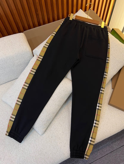 Burberry Cotton Vintage Check Trim Jogging Pants "Black"
