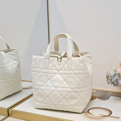 Dior Small Dior Toujours Vertical Tote Bag "Latte Macrocannage Calfskin"