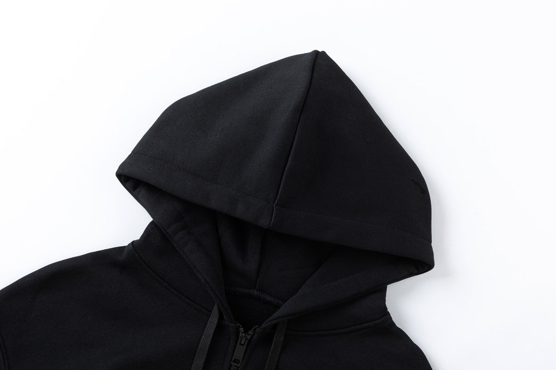 Burberry Logo Print Zip-Up Hoodie "Black"