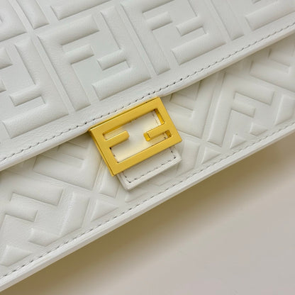 Fendi Tube Wallet On Chain "White Nappa Leather Wallet with FF Motif"