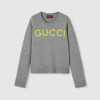 Gucci Wool Top with Gucci Intarsia "Grey"