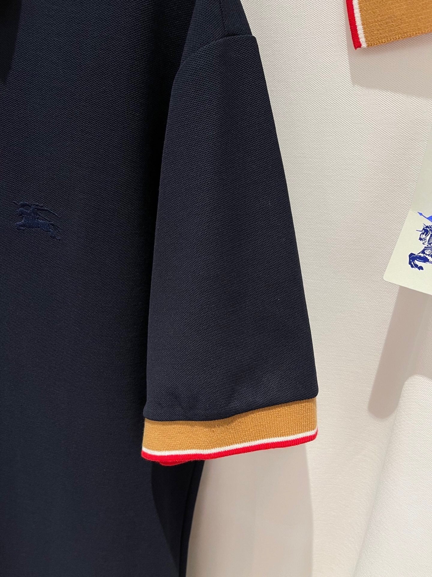 Burberry Logo Collar Cotton Polo Shirt "Navy Blue"