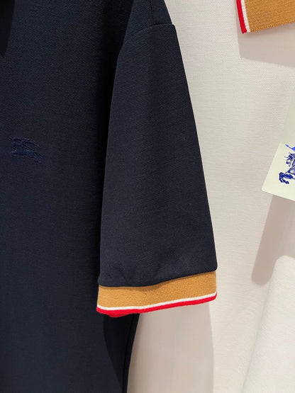Burberry Logo Collar Cotton Polo Shirt "Navy Blue"
