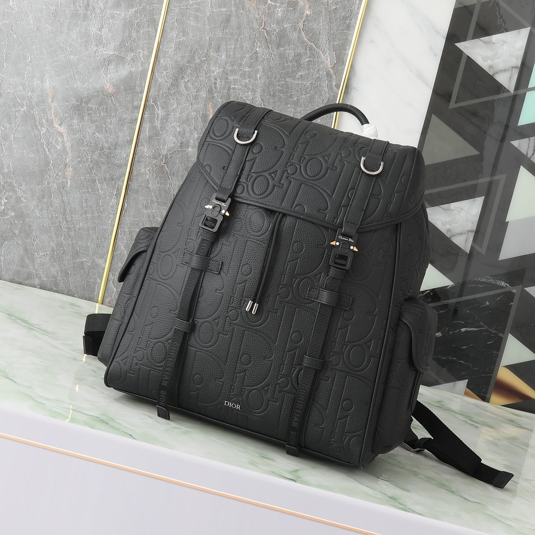 Dior Hit The Road Backpack with Flap "Dior Gravity Leather and Black Grained Calfskin"