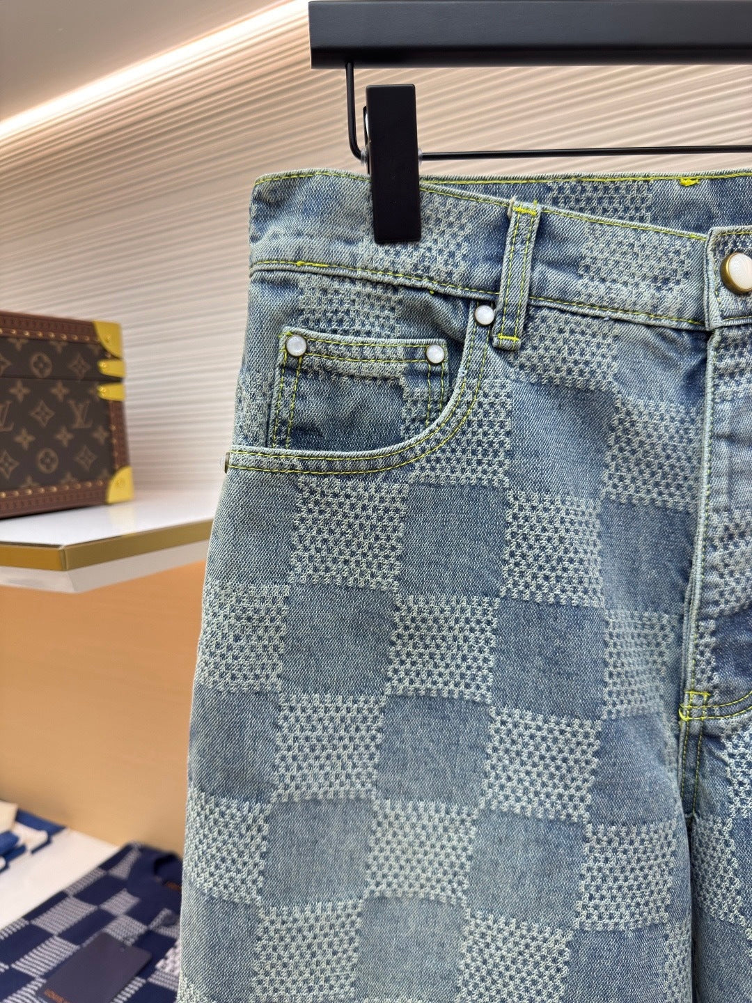Louis Vuitton Damier 3D Light Denim Shorts