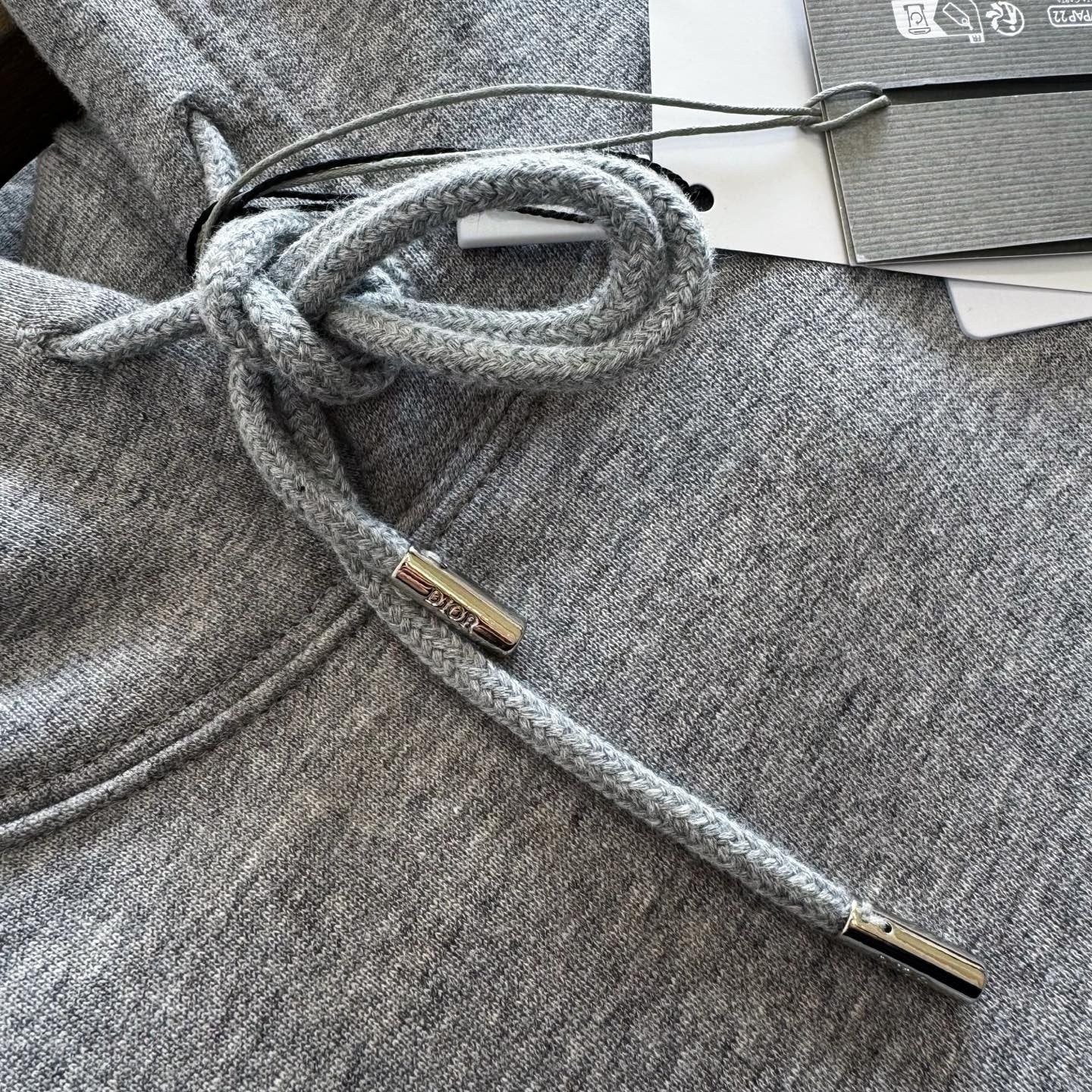 Dior Hooded Sweatshirt with Dior Embroidery "Gray Cotton Fleece"