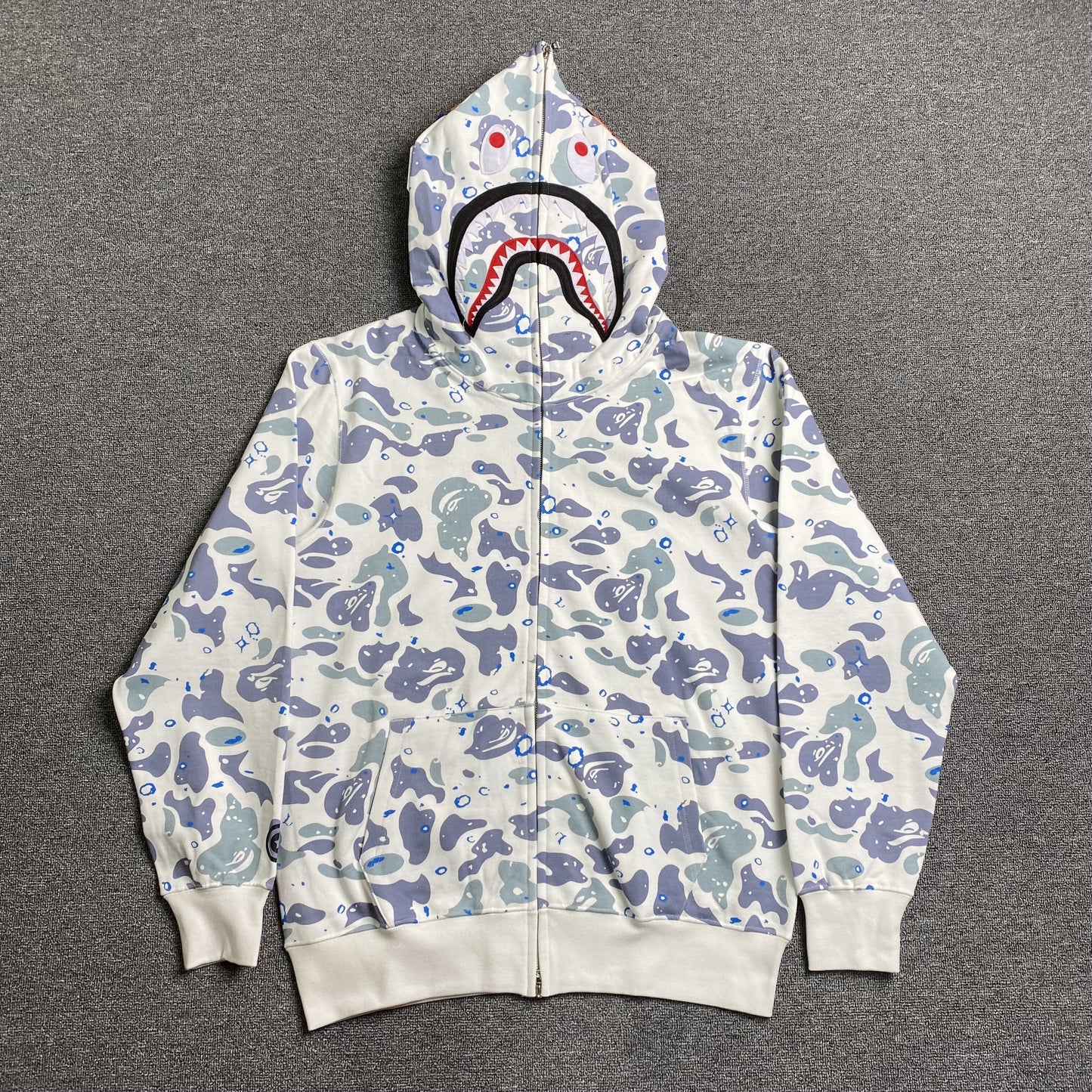 BAPE Space Camo Shark Full Zip Double Hoodie "White Multi"