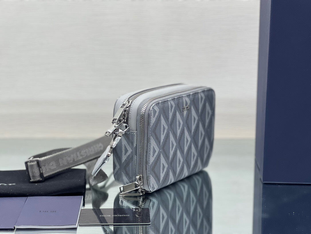 Dior CD Diamond Zipped Pouch with Strap