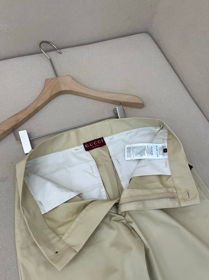 Gucci Cotton Twill Pants with Embroidery "Sand"