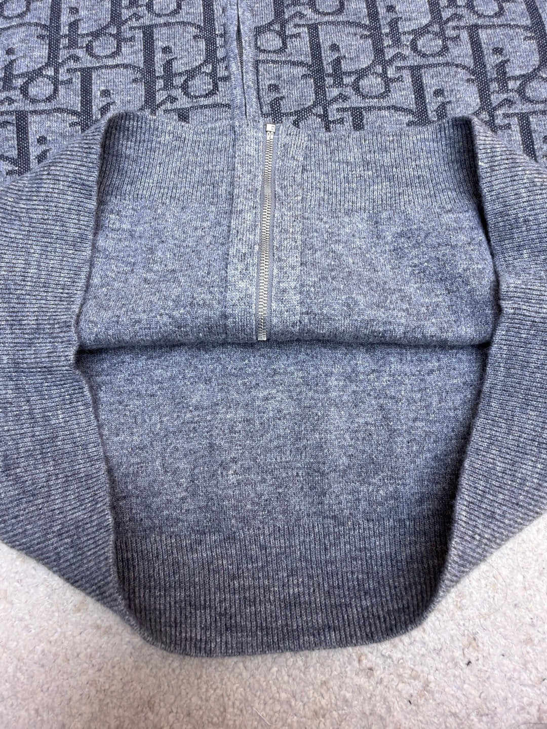 Dior Hooded Zip-up Cardigan "Gray Dior Oblique Wool Blend Jacquard"