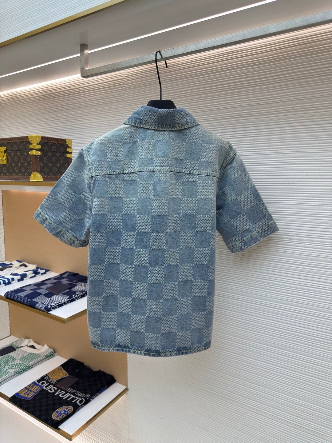Louis Vuitton Damier 3D Light Denim Short-Sleeved Shirt