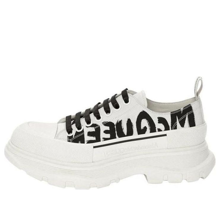 Alexander McQueen Tread Slick Low "White-Black Graffiti Logo"