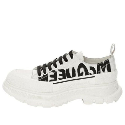 Alexander McQueen Tread Slick Low "White-Black Graffiti Logo"