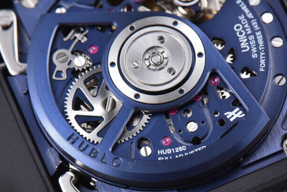 Hublot Square Bang Unico 42mm Blue Rubber Strap Skeleton Dial