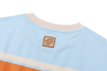Louis Vuitton Striped Short-Sleeved T-Shirt "Pale Blue-Orange"