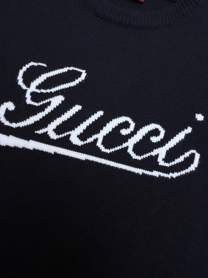 Gucci Knit Wool Sweater with Intarsia "Black"