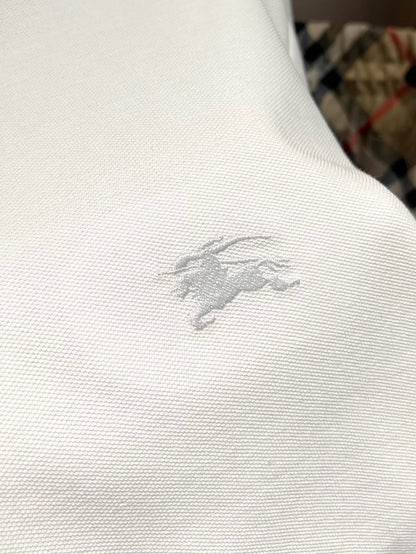 Burberry Logo Collar Cotton Polo Shirt "Chalk White"
