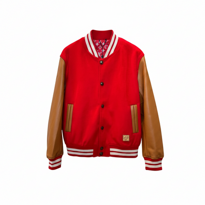 Louis Vuitton Vvn Leather Varsity Jacket "Bright Red"