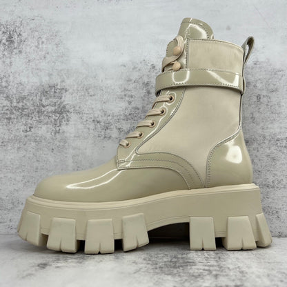 Prada Monolith Leather Boots "Beige"