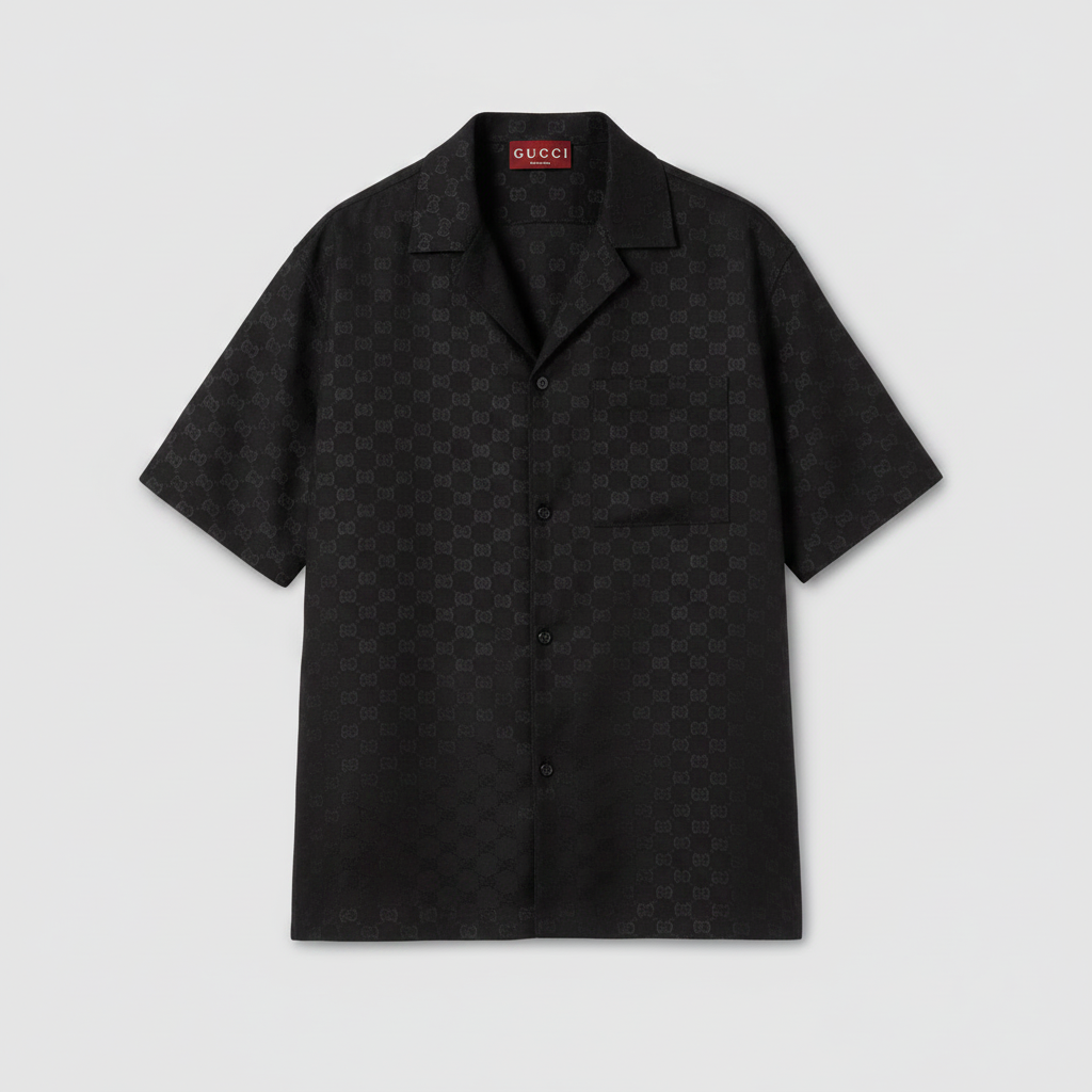 Gucci GG Canvas Linen Blend Bowling Shirt "Black"
