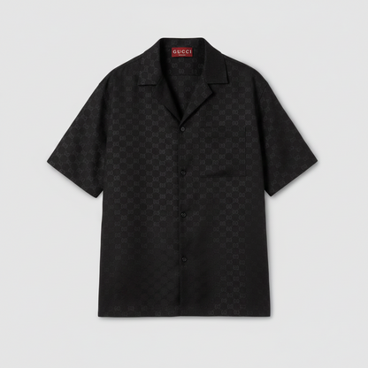 Gucci GG Canvas Linen Blend Bowling Shirt "Black"