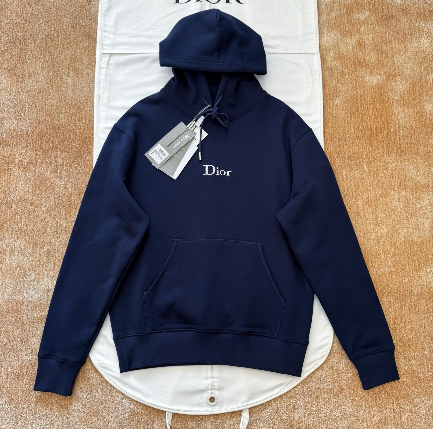 Dior Hooded Sweatshirt with Dior Embroidery "Blue Cotton Fleece"