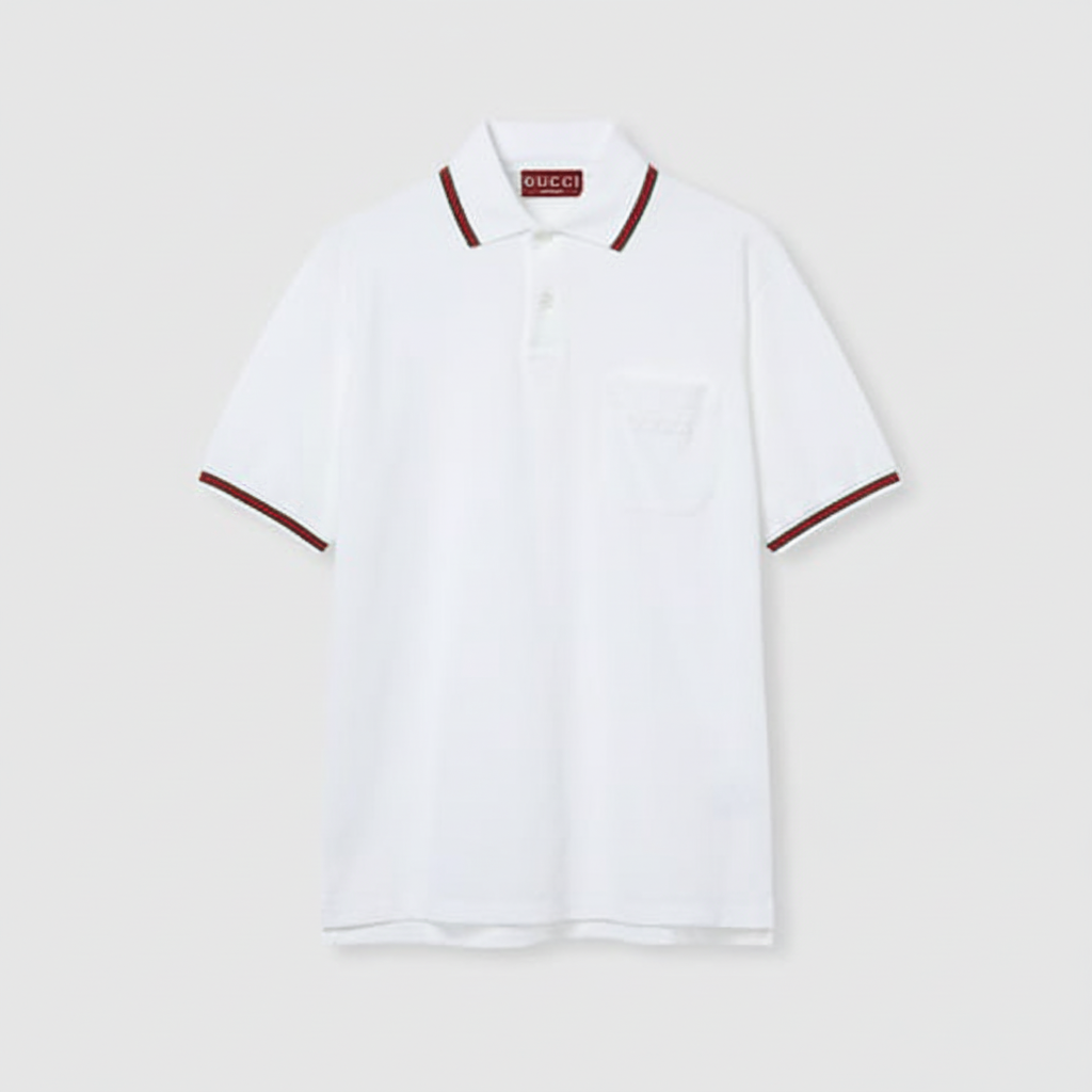 Gucci Cotton Polo T-Shirt with Embroidery "White"