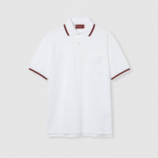 Gucci Cotton Polo T-Shirt with Embroidery "White"