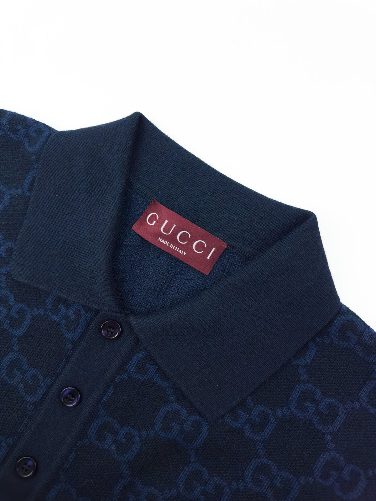 GG Cotton Silk Jacquard Polo Shirt "Dark Blue"