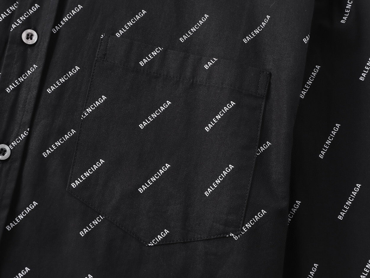 Balenciaga All Over Logo Shirt "Black"