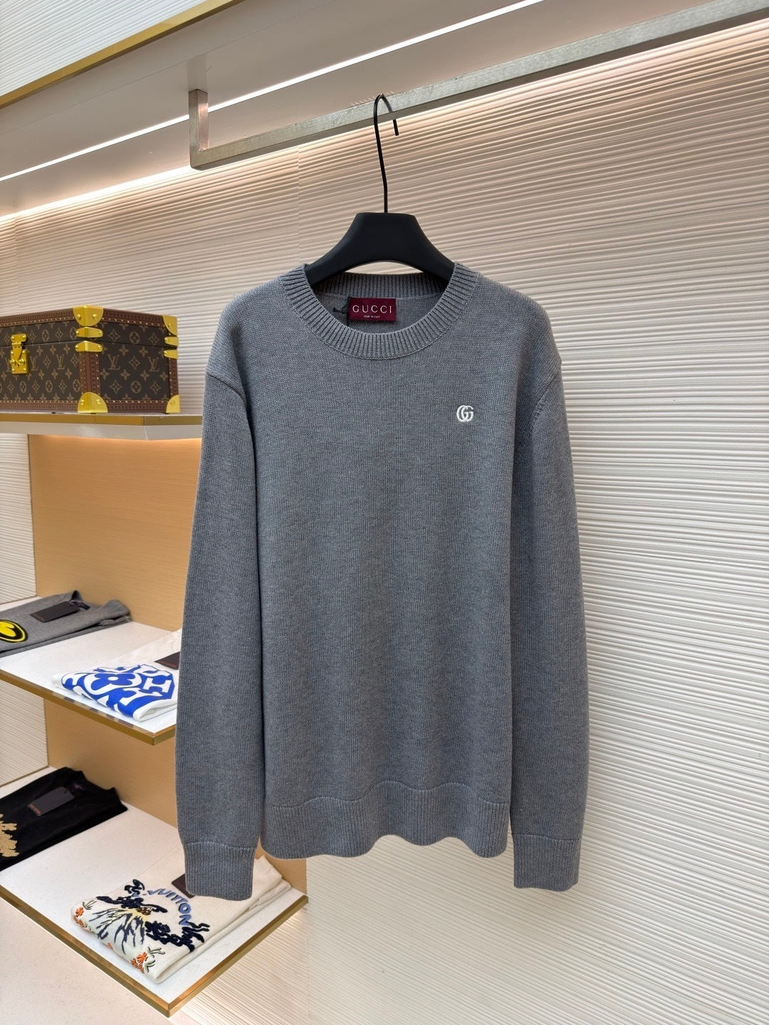 Gucci Wool Cashmere Sweater with Embroidery "Grey"