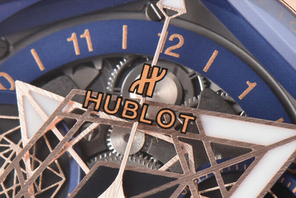 Hublot Big Bang Sang Bleu II Chrono 45mm Rose Gold Blue Rubber Strap Blue Dial