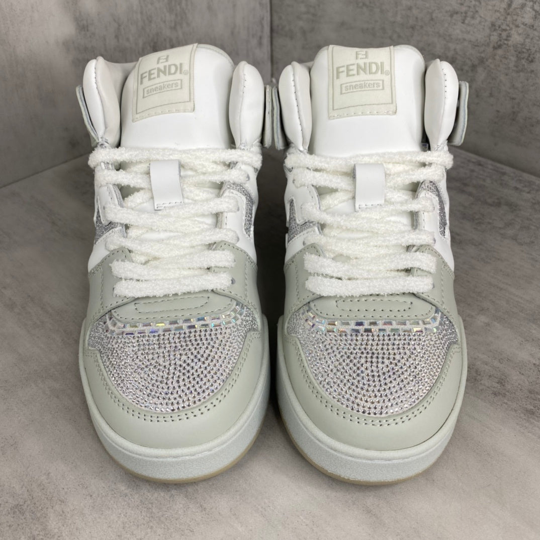 Fendi Match High-Top "White-Grey" Crystals