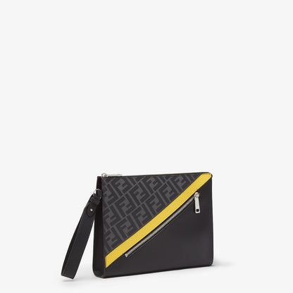 Fendi Diagonal Clutch Grey Fabric Pouch