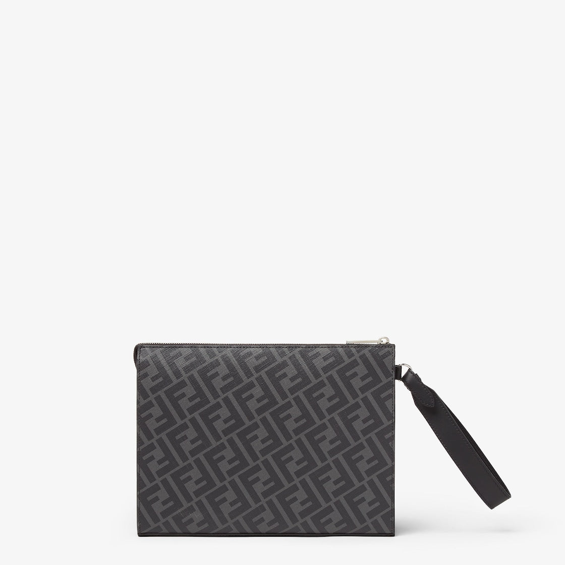 Fendi Diagonal Clutch Grey Fabric Pouch