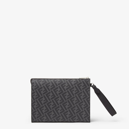 Fendi Diagonal Clutch Grey Fabric Pouch