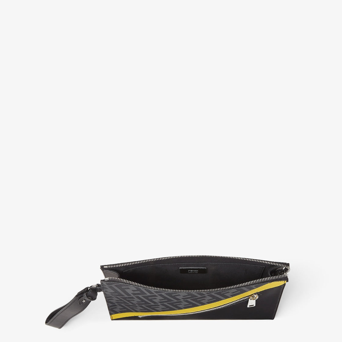 Fendi Diagonal Clutch Grey Fabric Pouch