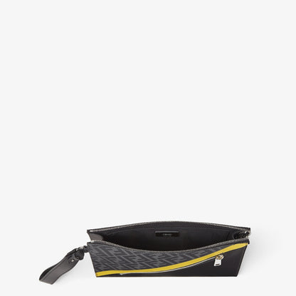 Fendi Diagonal Clutch Grey Fabric Pouch