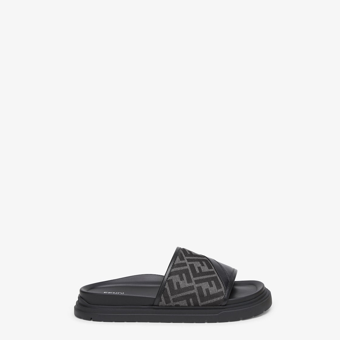 Fendi Diagonal Slides "Grey FF Jacquard and Black"
