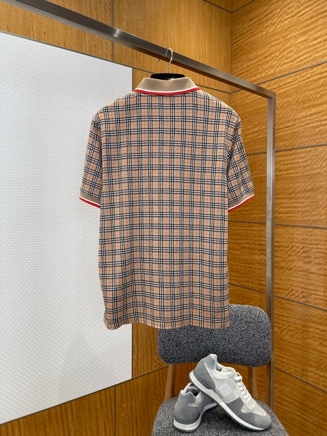 Burberry Check Cotton Blend Polo T-Shirt "Sand Beige"