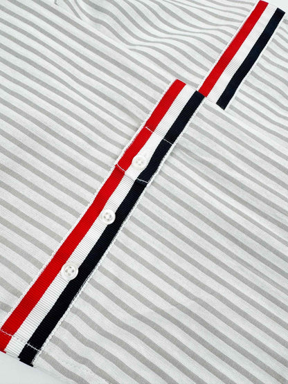 Thom Browne Striped Cotton Armband Shirt "White-Grey"